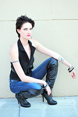 Image showing Sexy female biker.