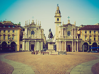 Image showing Retro look Piazza San Carlo, Turin