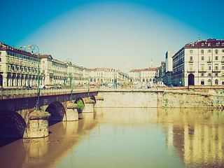 Image showing Retro look Piazza Vittorio, Turin