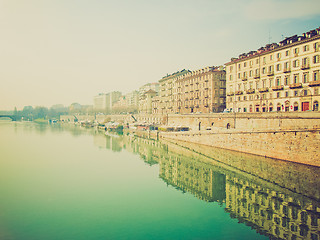 Image showing Retro look River Po, Turin