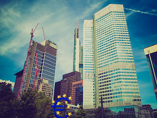 Image showing Retro look European Central Bank in Frankfurt