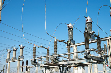 Image showing part of high-voltage substation with switches and disconnectors