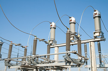 Image showing part of high-voltage substation with switches and disconnectors