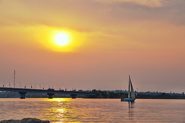 Image showing sunset on river