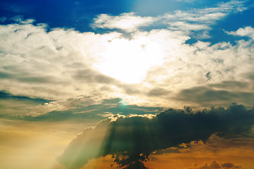 Image showing beautiful dramatic sky with sun rays