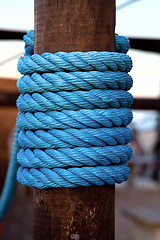 Image showing blue rope fence 