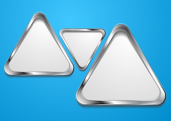 Image showing Abstract vector shapes with silver frame