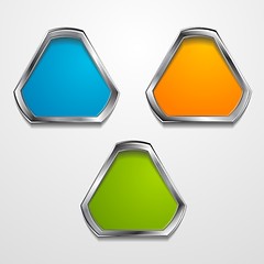 Image showing Abstract vector shapes with silver frame