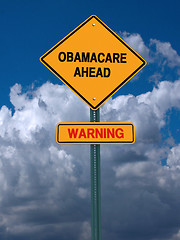 Image showing obamacare ahead warning conceptual post