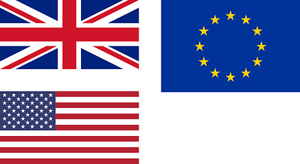 Image showing Flags of UK EU USA