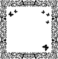 Image showing black white beautiful illustration of floral ornament for your design 