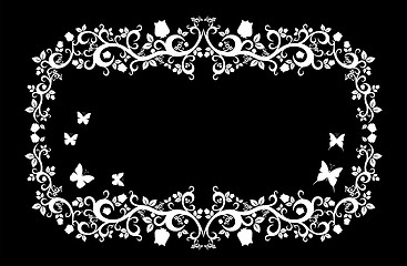 Image showing black white beautiful illustration of floral ornament for your design 