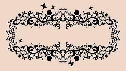 Image showing black white beautiful illustration of floral ornament for your design 