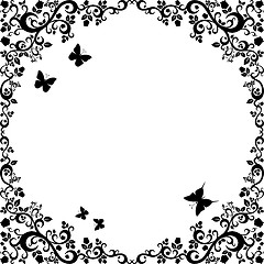 Image showing black white beautiful illustration of floral ornament for your design 