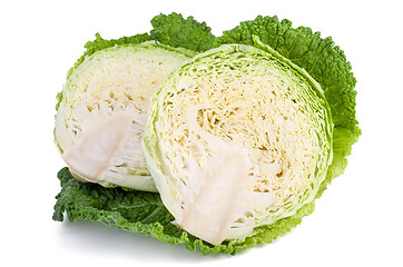 Image showing Savoy cabbage cutted on half