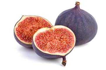 Image showing Whole and sliced figs