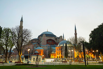 Image showing Hagia Sophia in Istanbul, Turkey in the evening