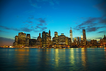 Image showing New York City cityscape at sunset