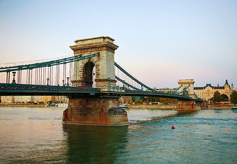 Image showing Szechenyi chain bridge in Budapest, Hungary