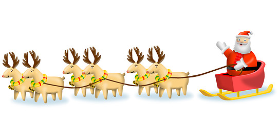 Image showing Reindeer Santa on Sleigh Retro