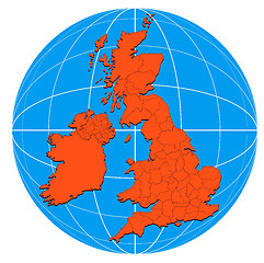 Image showing Globe British Isles Map