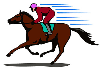 Image showing Horse and Jockey Racing Retro