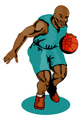 Image showing Basketball Player Dribbling