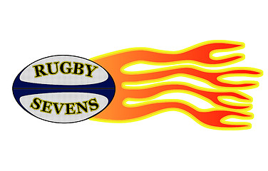 Image showing Rugby Sevens Ball with Fire