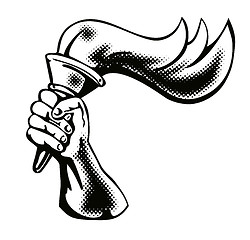 Image showing Hand Flaming Torch Retro