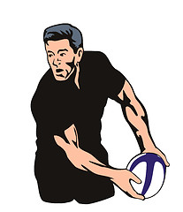 Image showing All Blacks Rugby player passing ball