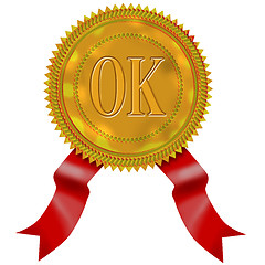 Image showing Gold Seal Red Ribbon OK