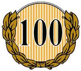 Image showing 100 in Circle with Laurel Leaves