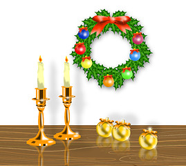 Image showing Christmas Candle Wreath Balls