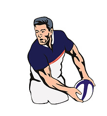 Image showing Rugby player passing the ball