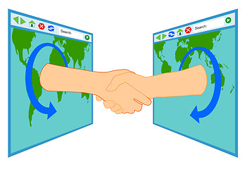Image showing Internet Handshake Over Window