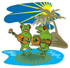 Image showing Frogs Playing Guitar Beach