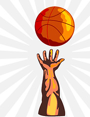 Image showing Basketball Hand Retro