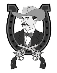 Image showing Cowboy Portrait in Horseshoe