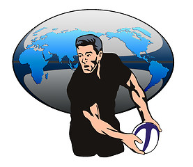 Image showing Rugby Player with rugby ball map design