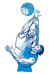 Image showing Basketball Players Rebound