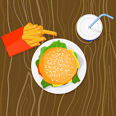 Image showing Burger Fries Drink Retro