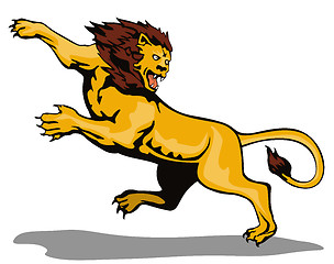 Image showing Lion Big Cat Attacking Retro