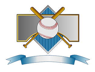 Image showing Baseball and Bat on Metal Crest