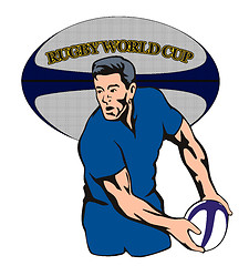 Image showing Rugby player passing ball