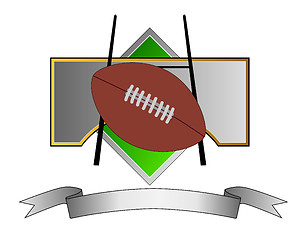 Image showing Football and Goal Post on Metal Crest