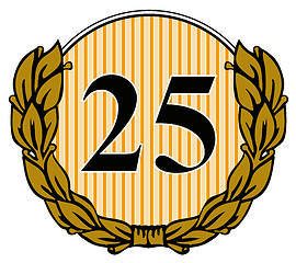 Image showing 25 in Circle with Laurel Leaves