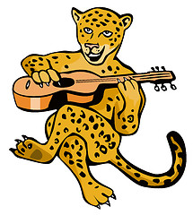 Image showing Jaguar Playing Guitar Cartoon