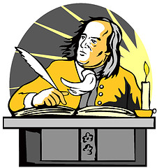 Image showing Ben Franklin Writing Retro