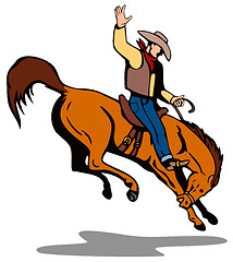 Image showing Rodeo Cowboy Riding Horse