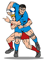 Image showing Rugby Player Tackled from behind